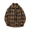 Chemise à carreaux rétro pour homme, vêtement décontracté à manches longues, avec poche unique et boutons, collection printemps-été