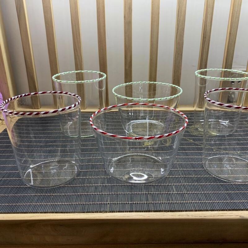 Charming Qi Transparent Lace Edge High Borosilicate Glass Bowl & Cup
