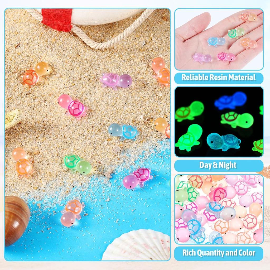 10/20pcs Luminous Mini Resin Turtles Glow in The Dark Cute Tiny Turtles Ocean Animal Theme Decor for DIY Fairy Garden