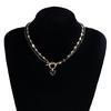 Sophisticated Zircon Heart Pendant Necklace with Black Chain Adds Elegant Charm to Any Stylish Outfits Daily Casual Use