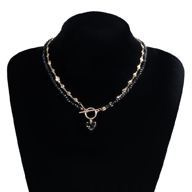 Sophisticated Zircon Heart Pendant Necklace with Black Chain Adds Elegant Charm to Any Stylish Outfits Daily Casual Use