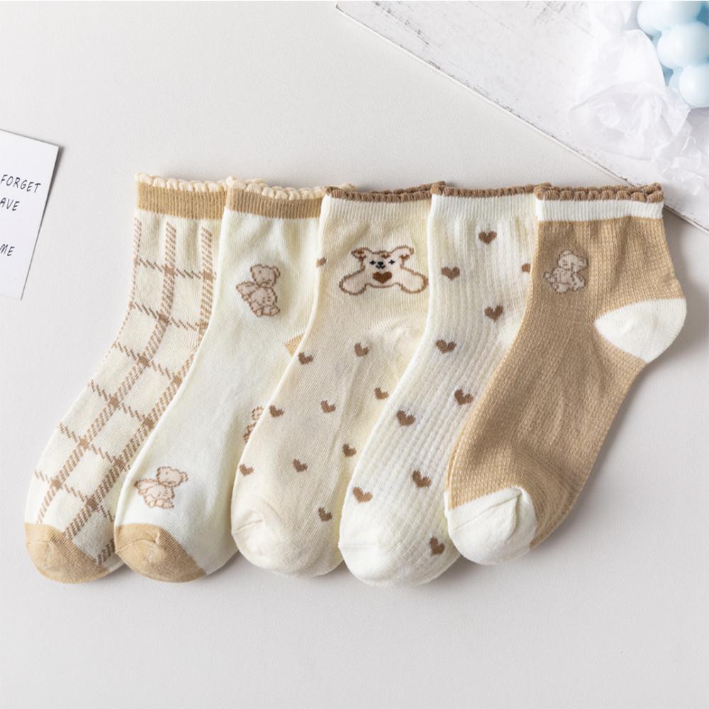 5 Pairs/Lot Summer Short Women's Socks Low Rise Comfortable Breathable Cute Print Ankle Foot Covers Fashion Cartoon Kawaii Socks