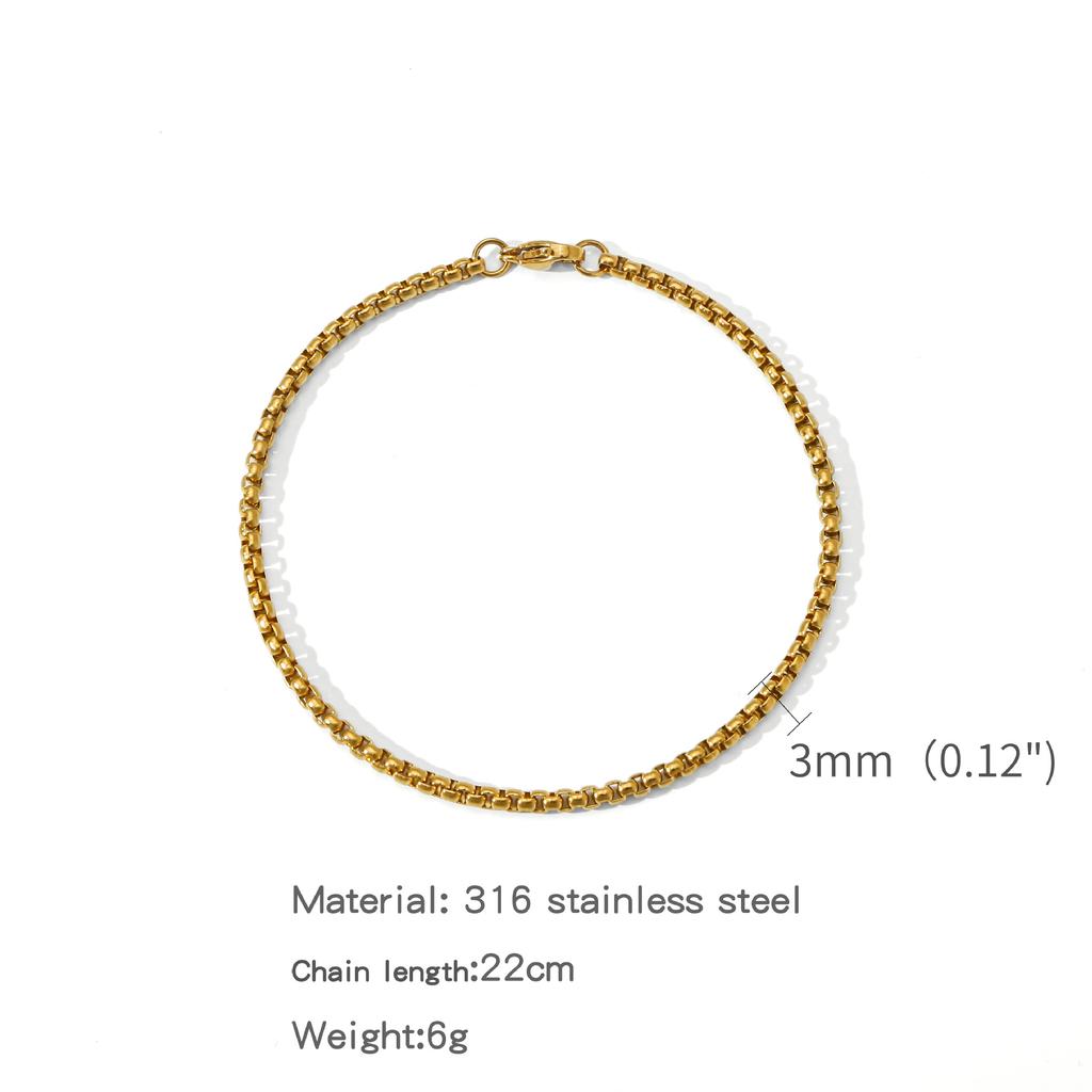Stainless Steel Square Ball Chain Bracelet Men Titanium Steel Jewelry Hip-Hop Bracelet For Women Fashion Trend Accessories Gif
