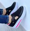 Summer Large Size Fly-woven Breathable Casual Single Shoes Slope Heel Thick Sole Hollow Velcro Round Head Low-top Single Shoes