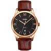 Classic Men's Analog Watch Brown Leather Band Waterproof Business Style