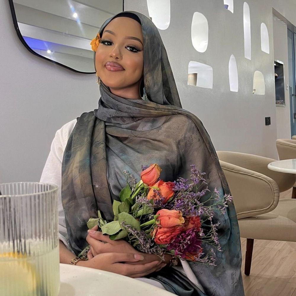 Langer ethnischer Schal Aquarell Islamischer Turban Luxuriöser Hijab Schal Damen