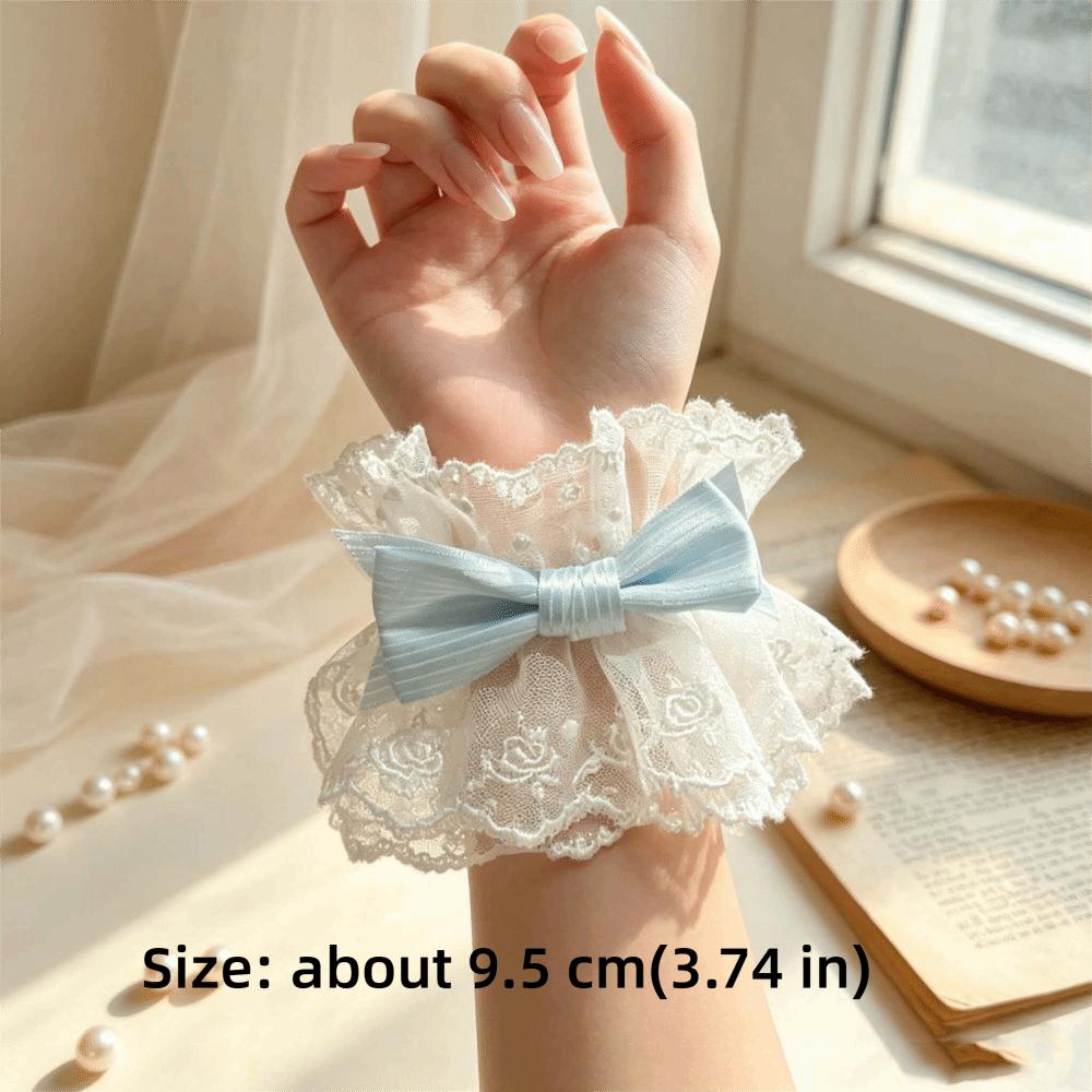 Ruffled Lace Lolita Wrist Cuffs Floral Lace Sweater Cuff Covers Hand Sleeves Maid Cosplay
