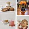 Homehalo Ata Coasters, Round, Set of 6, Waterproof, with Storage Case, Non-Slip, Insulated Tea Pads for Tea, Alcohol, and Coffee, Handmade Natural Coa