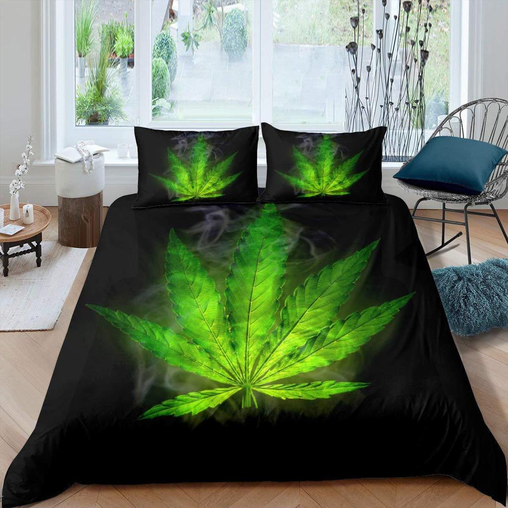 Watercolor Red Hibiscus Flower Pattern Three-Piece Quilt Cover Digital Printing Bedding Set Bed Cover