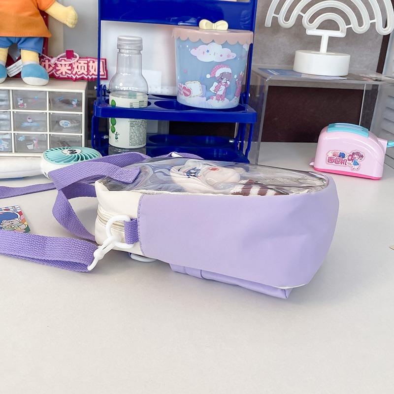 Female cotton doll college style double-sided shoulder bag transparent messenger bag cute small bag handbag