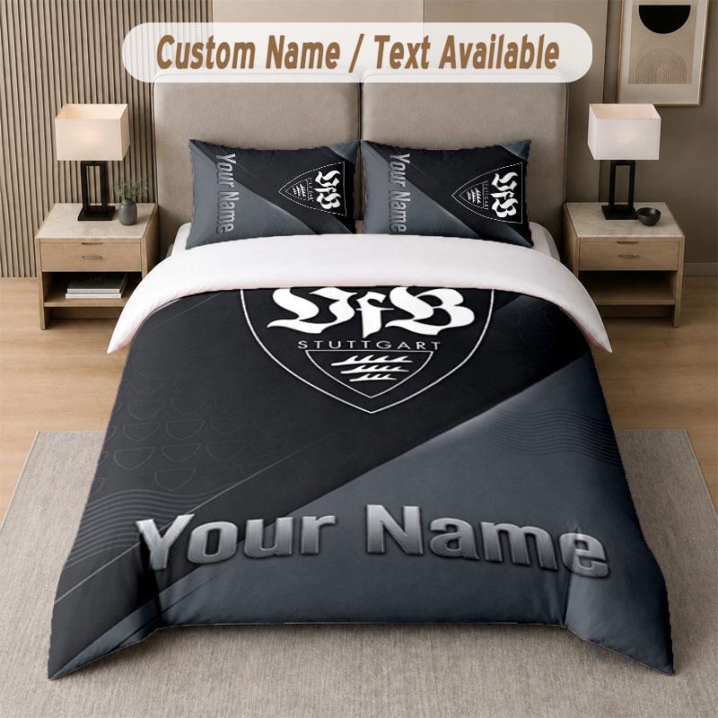 Individuelles Bettwäsche-Set VfB Stuttgart FC Muster, Druck Name Text 1 Bettbezug plus 2 Kissenbezüge Heimtextilien