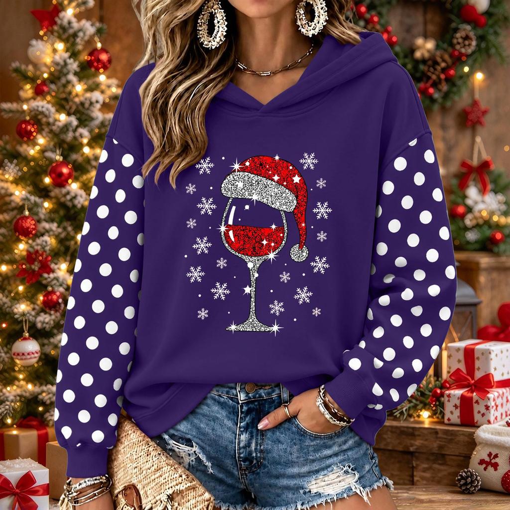 Women's Christmas Print Long Sleeve Top, Casual Comfortable Winter Shirt for Everyday Wear
