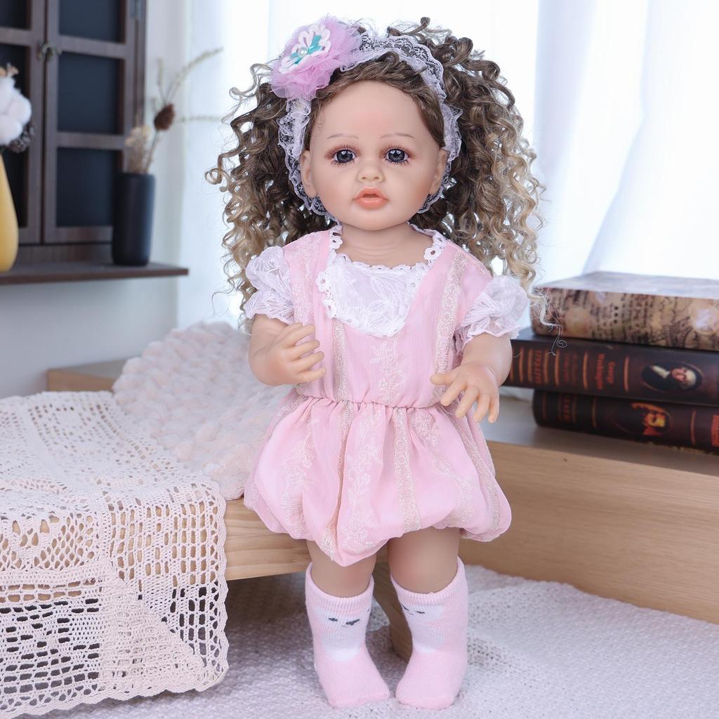 55cm Realistic Reborn Girl Doll Full Silicone Vinyl Realistic Princess Babies Dolls Kids Christmas Halloween Decoration Gifts