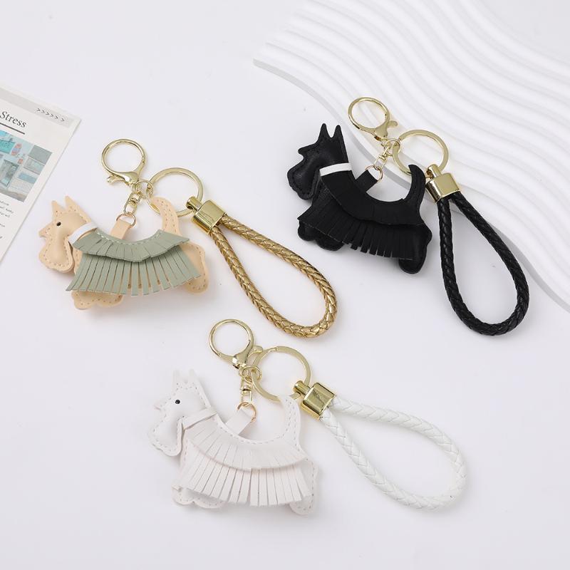 Trendy Pu Leather Schnauzer Bag Charm Keychain Unique Car/Bag Accessory/Cute Ornament For Dog Lovers