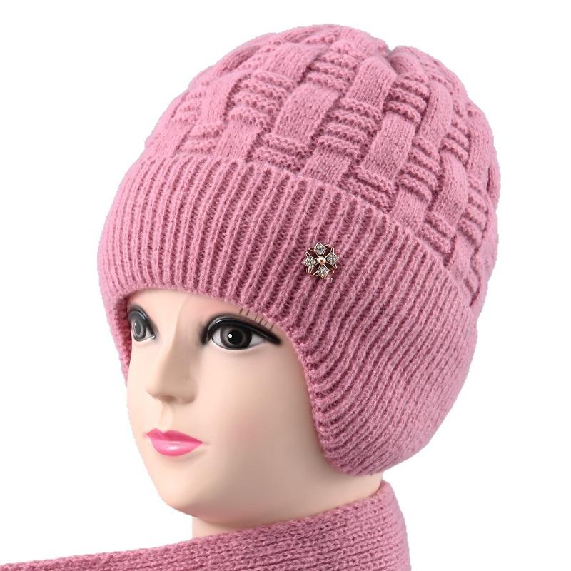Hat Lady Winter Old Lady Rabbit Hair Warm Ear Protector Wool Hat Fleece Warm Knitted Hat