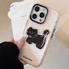Black Pink Cartoon Suitable for IPhone 15 Apple 16pro Mobile Phone Case Max Three Dimensional Cat 1311 Sweet Cool 14