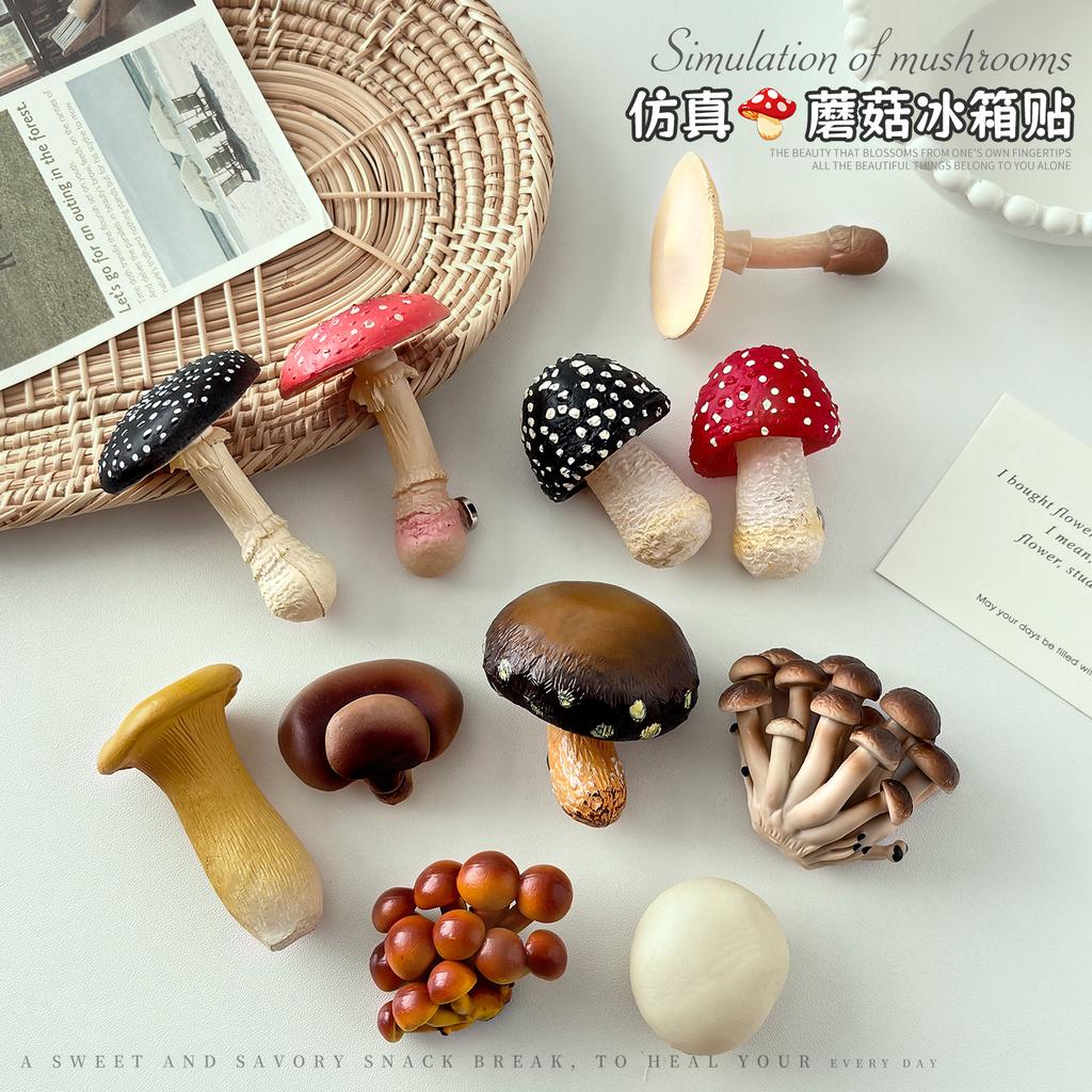 Mini Mushroom Refrigerator Magnet Fruit Refrigerator Decoration Pegboard Art Decoration 3D Ornament