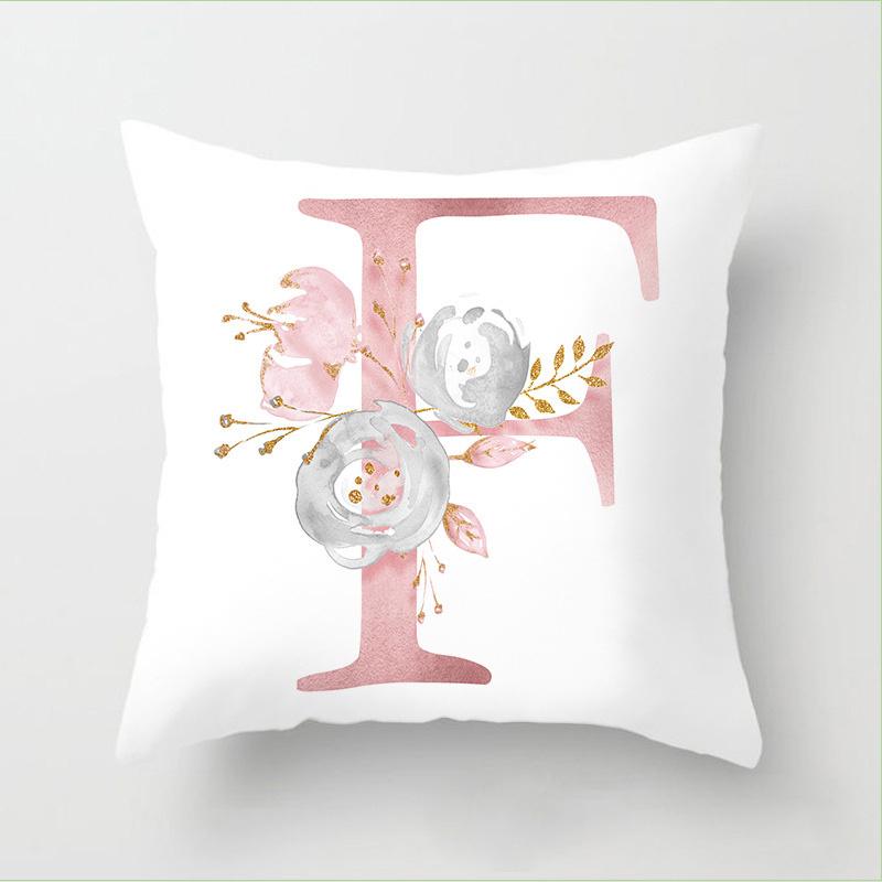 Letter Pink Floral Decoration Pillowcase Car Cushion Cover Pillowcase Sofa Cushion Decoration Living Room Home Decor Pillowcase