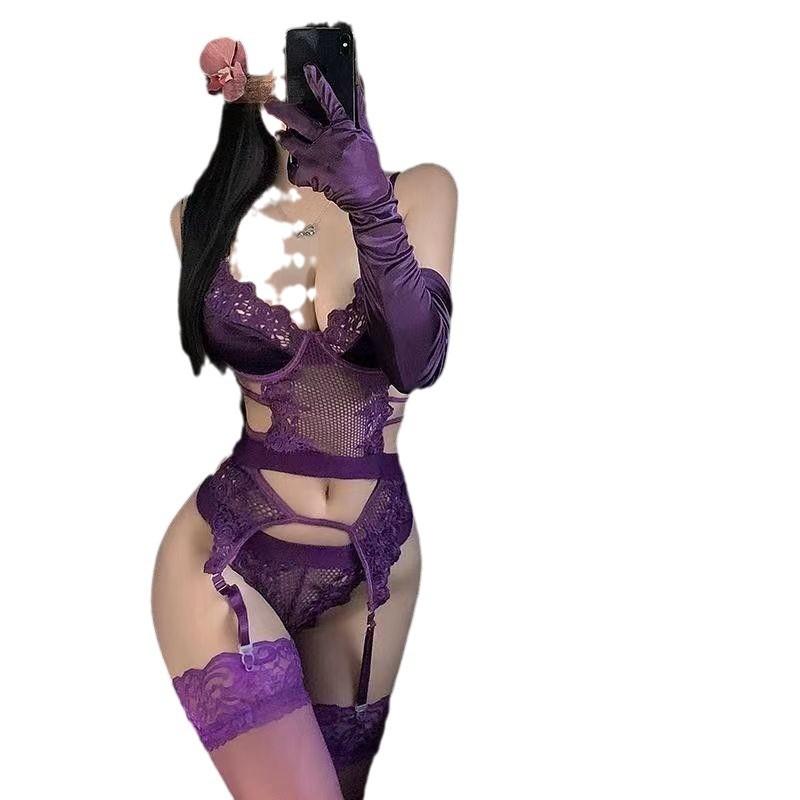 Sex Underwear Sexy Purple Steel Rim Suspender Heavy Industry Sexy Lace Embroidery Silk Rim Thin