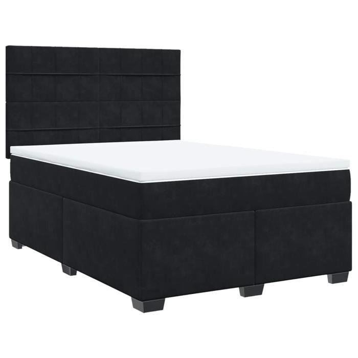 Maison Exclusive - Sommier à lattes de lit avec matelas Noir 140x200 cm Velours