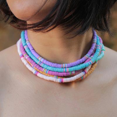 Ručně vyráběný barevný korálkový náhrdelník - Evropský a americký letní plážový styl klíční kost řetízek choker pro ženy.
