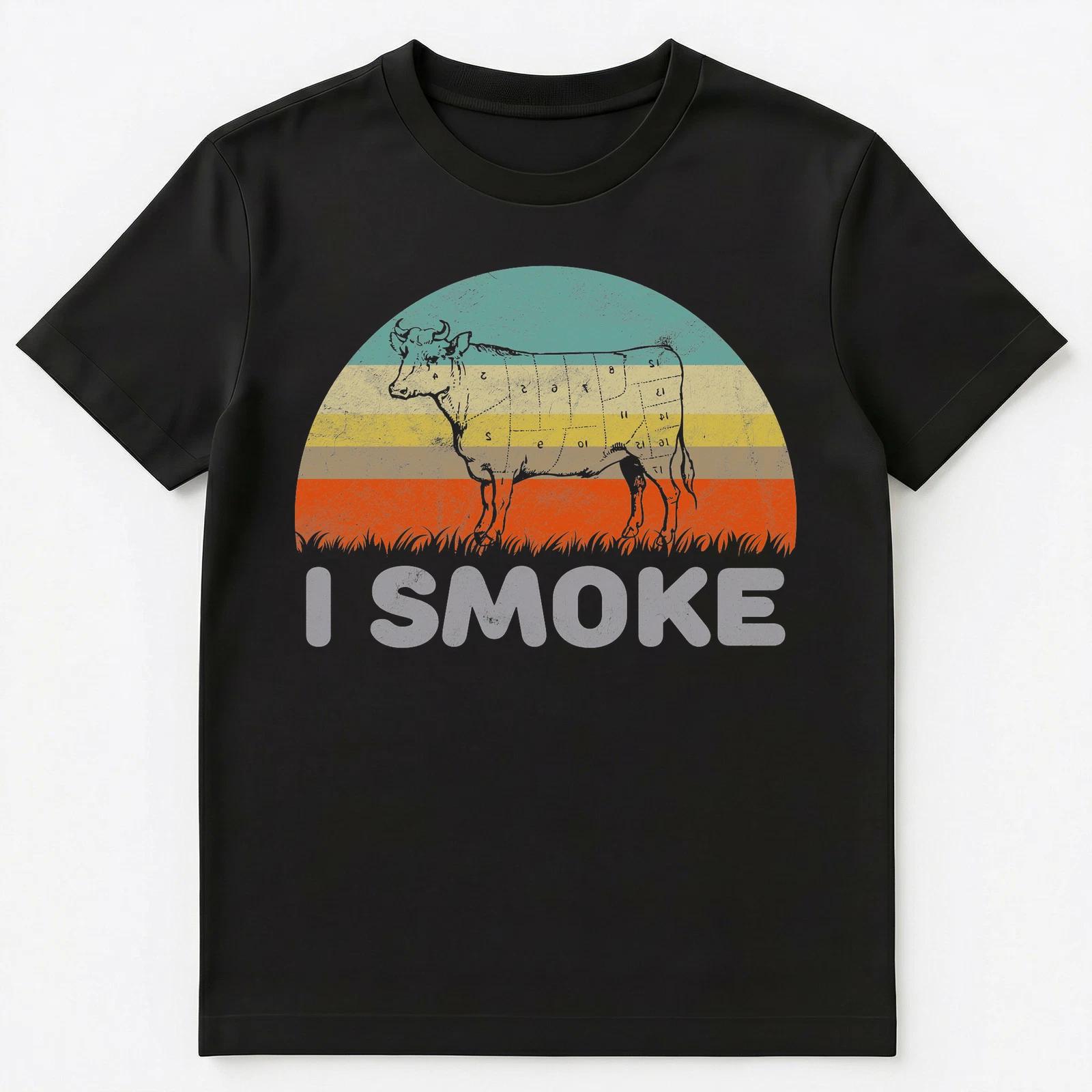 

Funny Bbq I Smoke Vintage Style T Shirt With A Cow Unisex T-Shirt 4XL