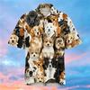 Men's Cute Dog Breed Print Short Sleeve Shirt, Casual Hawaiian Button Up Shirt for Spring & Summer