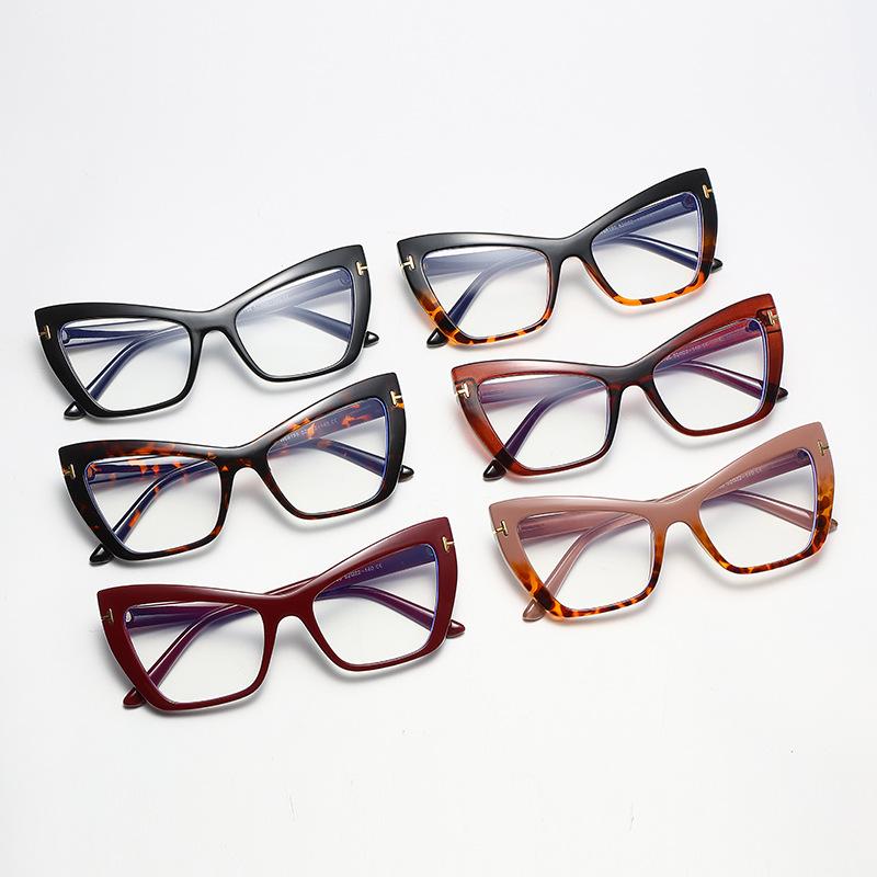 68195 New Cat Eye T-Shaped Sunglasses 2023 Fashionable And Simple Anti-Blue Flat Glasses European And American Personalized Glasses Frame