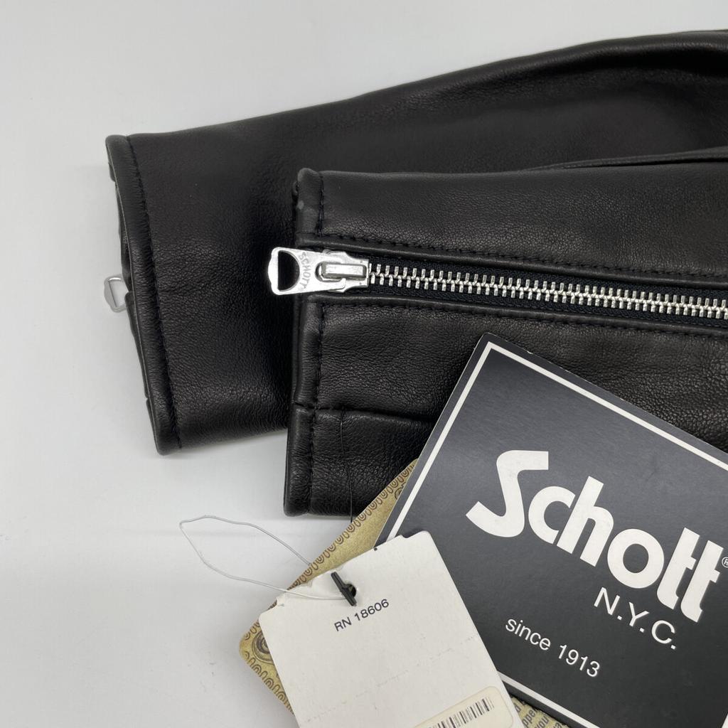 SCHOTT 7607 286US Black Collarless Lambskin Rider's Jacket Jacket 38 blackUsed