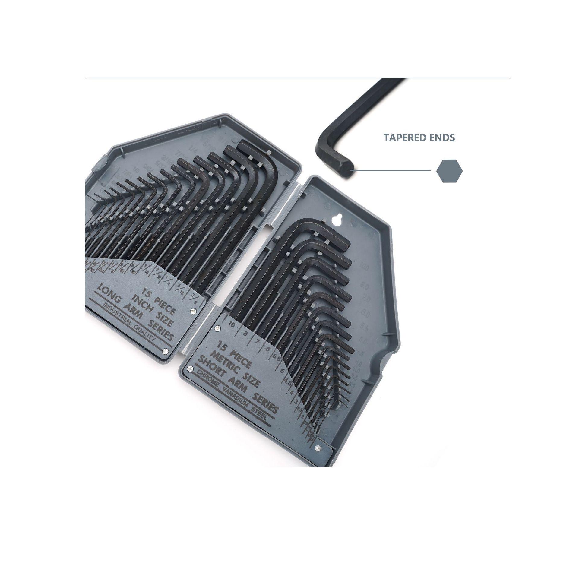 Набор из 30 метрических и дюймовых сверхдлинных шестигранных ключей с удлинителем