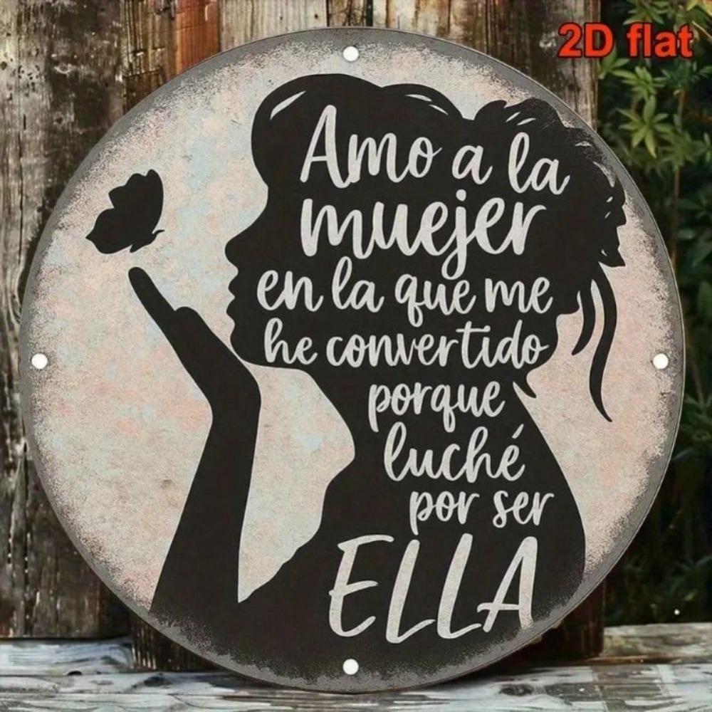 Metal Wall Art Spanish Woman Gift Motivational Latino Silhouette Quote 20x20 cm
