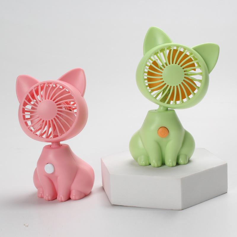 Battery-Powered Cute Cat Handheld Fan, Portable ABS Electric Fan.