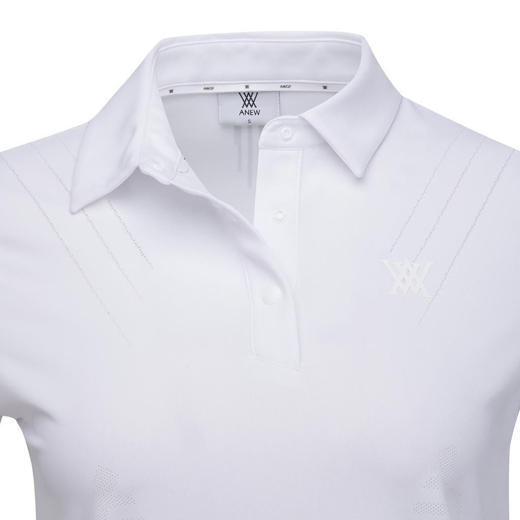 ANEW GOLF Women Sm Black Finish Jacquard Short T-Shirt_Wh