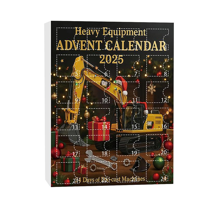 Heavy Equipment Advent Calendar 2025, 24 Days Christmas Countdown Calendar, 24 Die-Cast Machines, Mini Excavator Ornaments