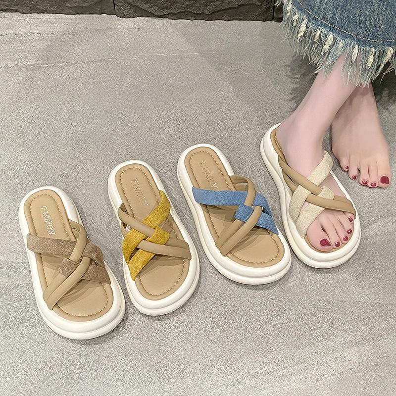 Premium Feeling with Skirt, Cool Slippers, Beautiful Outer Wear 22 New Summer Thick-soled Temperament Slippers