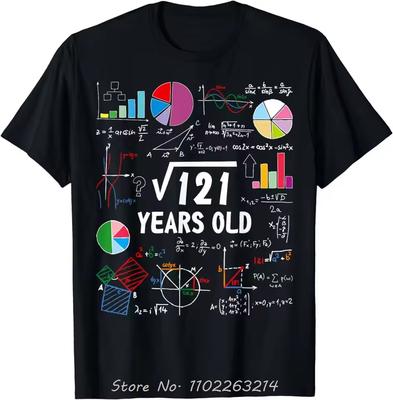 Raíz Cuadrada de 121 Camiseta Oversize 11º Cumpleaños Amor por las Matemáticas Ropa de Hombre Moda Retro Camiseta de Algodón Diseño Camiseta de Fitness