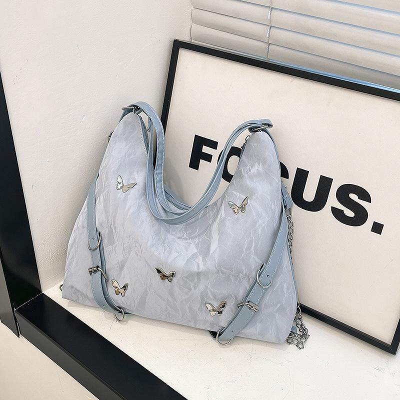 Large capacity commuter backpack 2025 summer new fashion butterfly underarm shoulder bag versatile chain tote bag
