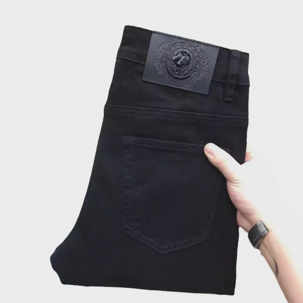 Men's Slim Black Jeans - European & American Style, Thin Korean Version, Trendy Spring/Autumn Casual Trousers