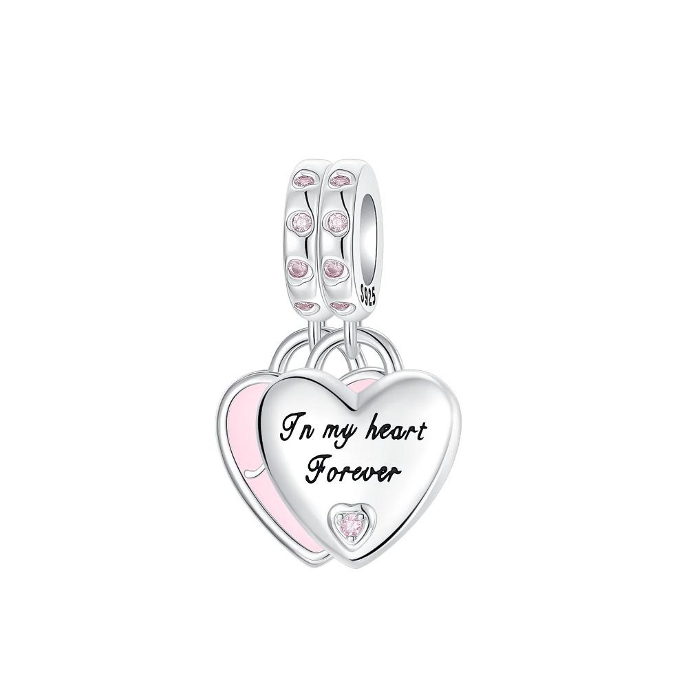 Nuovi Charm Ciondoli Cuore Rosa in Argento 925 per Bracciale Collana Gioielli Fai da Te Regalo di San Valentino per Lei
