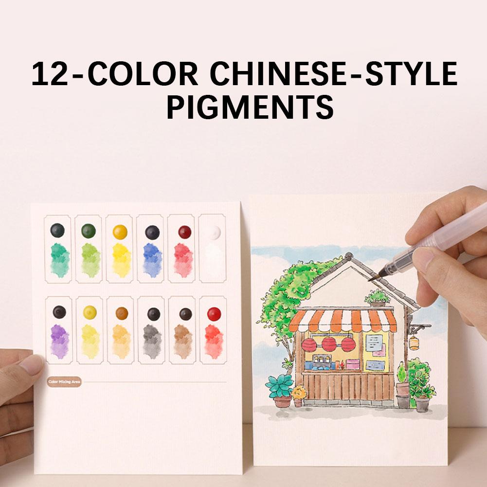Watercolor Coloring Books Tri-Fold Art Built-In Palettes DIY Watercolor Journal Foldable Painting Pad Self-Contained Pigments