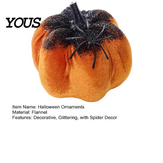 Spider Web Halloween Accents Pumpkin Ornaments, Spooky Tabletop Decoration, Decorations Glittering for Home Party Retro Fall Decor Holiday Showcase
