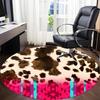 1pc Leopard Print Chair Carpet for Office, Round Polyester Mat, Indoor Decor for Office, Washable Non-slip Carpet yy251219099