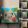 I-Inoue Toroo Cartoon Cushion Cover Natural Linen Organic Fabric Double-Sided Printing Sofa Home Decor Gift Pillow Case