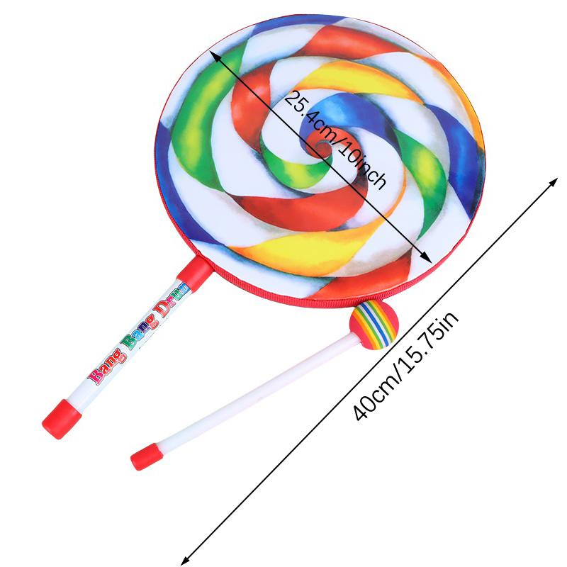 6 cali 8 cali 10 cali Bębenek Ręczny na Patyku Instrumenty Perkusyjne Kolorowe Rekwizyty Taneczne Niemowlęce Zabawki Muzyczne Pomoc Dydaktyczna