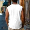 Men’s Sleeveless Henley Shirt Casual Loose Fit Linen Top with Armholes and Button Placket for Summer Daily Wear