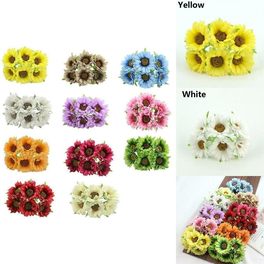 Vibrant 6pcs Artificial Gerbera Daisy Fake Silk Flower For Stunning Home Decor