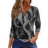 Women's T Shirt Tee Print Button  3/4 SleeveDaily Weekend Fashion Basic V- Neck Regular Top