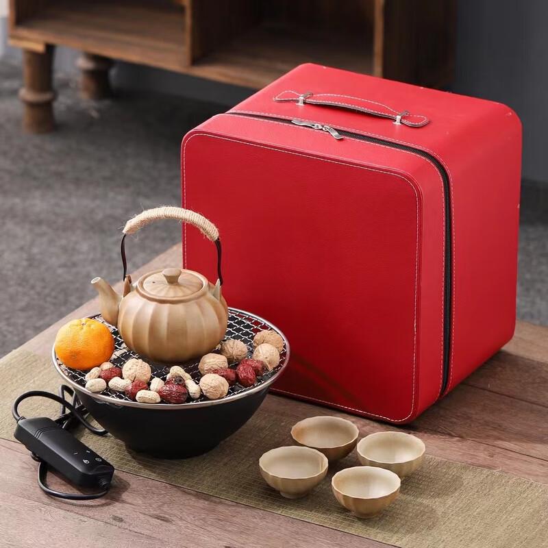 Ink Wash Style Electric Tea Set with Lifting Pot - Red