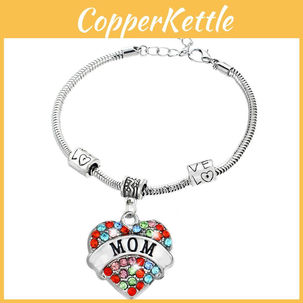 Stunning Family Members Inlaid Colorful Rhinestone Love Heart Bracelet Gift For Cherished Relationships