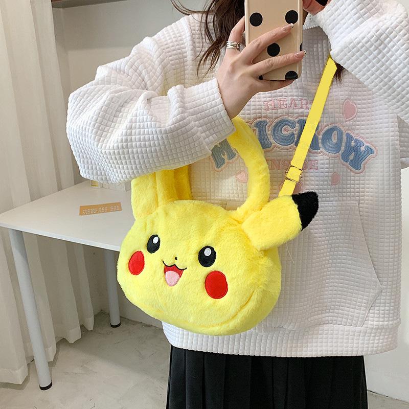Women's Plush Kuromi & Cinnamoroll Tote Crossbody Bag - Cute Dog Tooth Design Handbag